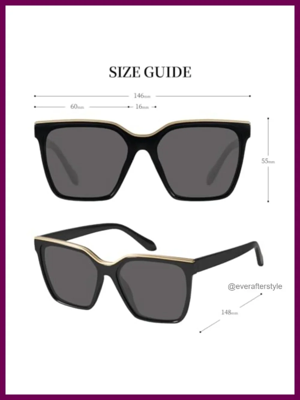 Oversized Square Polarized Sunglasses UV400 Metal Decoration Street Style
